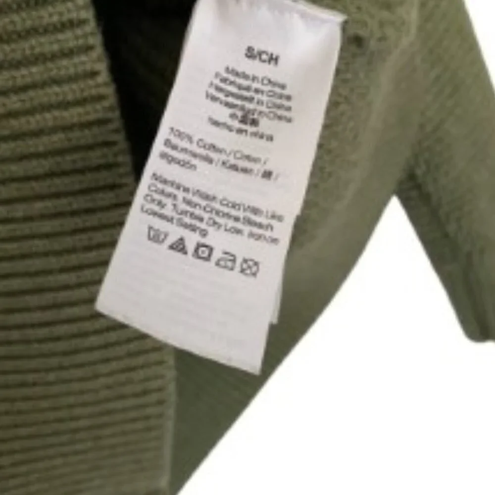 J. Crew Cotton Half Zip Sweater in Rustic Moss Stitch Small